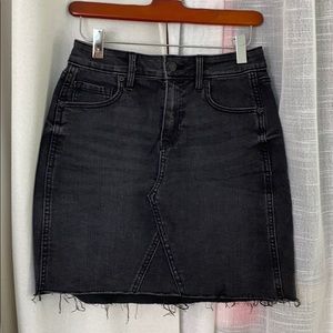 Black denim mini skirt